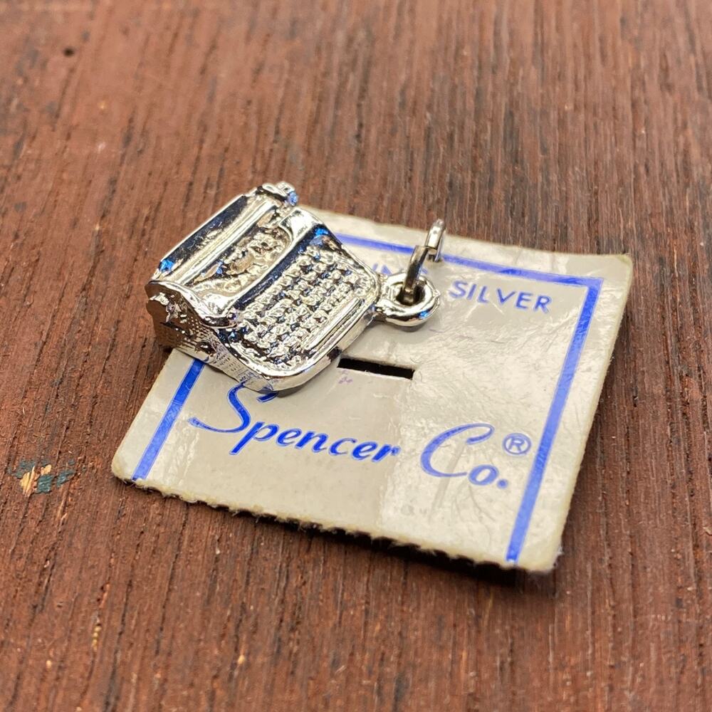 Vintage Spencer 925 Sterling Silver Typewriter 3D Pendant Bracelet Charm